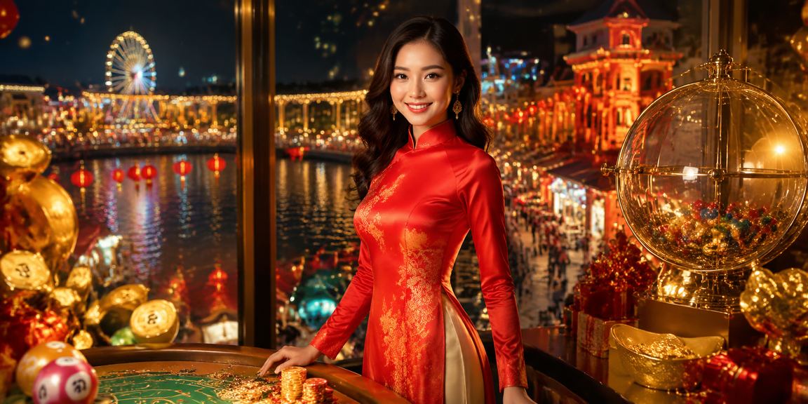 Phụ nữ trong trang phục áo dài tham gia xổ số tại Phú Quốc