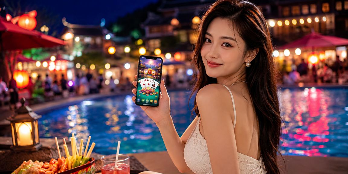 Người chơi trải nghiệm game bài tại chợ đêm Sapa với điện thoại di động